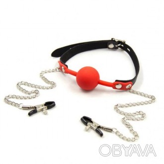 Nipple Clamp with Red Silicone Ball GagsThe weight of this item is approximately. . фото 1