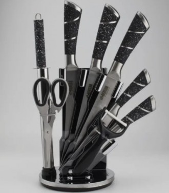 
Набір кухонних ножів, на 8 предметів із підставкою + ножиці Benson BN-405-N
Наб. . фото 2
