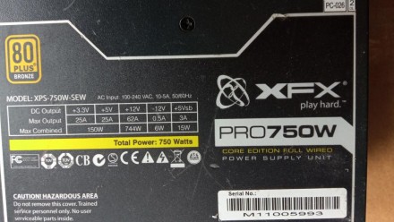 Бренд:

XFX
Форм-фактор БП:	ATX, EPS
Мощность суммарная, Вт:	750
Мощность п. . фото 3