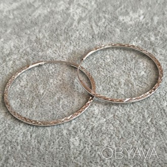 Сережки Xuping кільця з Родій s-1,6мм + - d-40мм + - купити біжутерію дешево в і. . фото 1