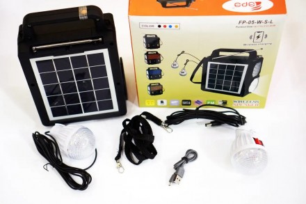 Портативная солнечная автономная система Solar FP-05WSL + FM радио + Bluetooth +. . фото 2