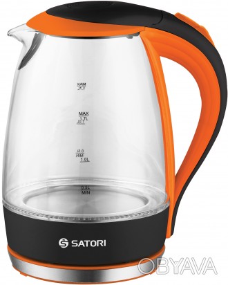 
Электрический чайник SATORI SGK-4120-OR мощностью 2000 Вт и емкостью 1.7 литра . . фото 1