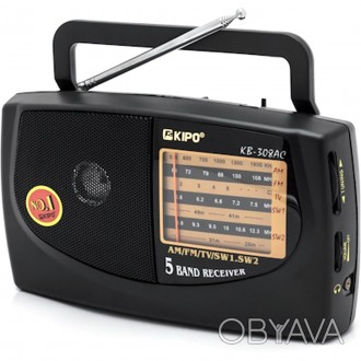 
Радиоприёмник Kipo KB-308 AC - идеальный для отдыха на природе. Компактные разм. . фото 1