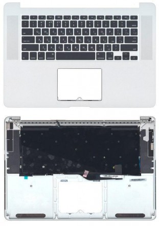 Клавіатура для ноутбука Apple MacBook Pro (A1398) Black, (Silver TopCase), RU (г. . фото 4