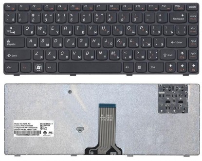 Клавіатура для ноутбука Lenovo IdeaPad (Y480) Black, (Black Frame), RU Совместим. . фото 4