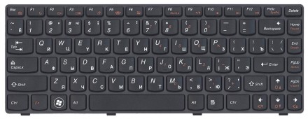 Клавіатура для ноутбука Lenovo IdeaPad (Y480) Black, (Black Frame), RU Совместим. . фото 2
