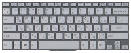 Клавіатура для ноутбука Sony Vaio (SVF14) Silver, (No Frame) UA Совместимость с . . фото 2