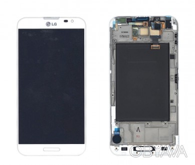 Матриця з тачскріном для LG OPTIMUS G PRO E980 E985 F240L/K/S з рамкою білий. . фото 1