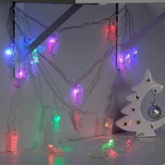 Гирлянда Прищепки LED 20, мультиколор немигающий, прозрачный провод, 2АА батарей. Одесса. фото 1 Гирлянда Прищепки LED 20, мультиколор немигающий, прозрачный провод, 2АА батарей. Одесса. фото 1