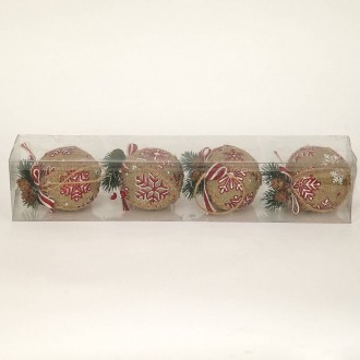 Набор ёлочных украшений Шар в мешковине с декором 10см, 4шт
Материал: ткань на п. . фото 3