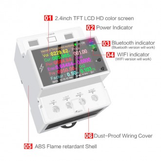 Умный WiFi TUYA 2DIN счетчик электроэнергии + автомат регулируемый ATORCH TS-840. . фото 3