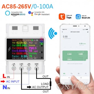 Умный WiFi TUYA 2DIN счетчик электроэнергии + автомат регулируемый ATORCH TS-840. . фото 1