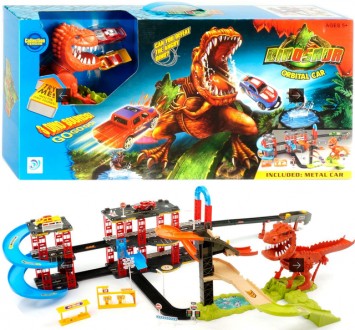 Ігровий набір Парк динозаврів із серії ДИНОЗАВР РЕКС В МІСТІ +2 металевих машино. . фото 3