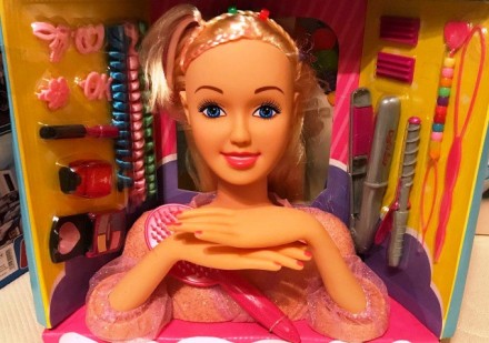 Лялька Defa Lucy голова манекен для зачісок 8415 гребінець, різнобарвні пасма, п. . фото 2