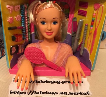 Лялька Defa Lucy голова манекен для зачісок 8415 гребінець, різнобарвні пасма, п. . фото 4