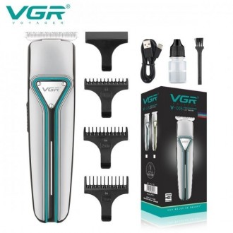 Описание Аккумуляторная машинка для стрижки волос и бороды с 3 насадками VGR V-0. . фото 2