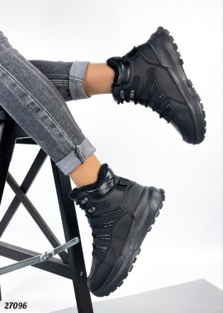 Ботинки ЗИМА
цвет BLACK
материал: экокожа + плащевка
утеплитель : экомех
подошва. . фото 5