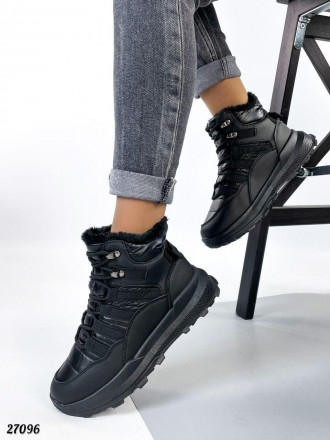 Ботинки ЗИМА
цвет BLACK
материал: экокожа + плащевка
утеплитель : экомех
подошва. . фото 9