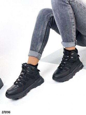 Ботинки ЗИМА
цвет BLACK
материал: экокожа + плащевка
утеплитель : экомех
подошва. . фото 6
