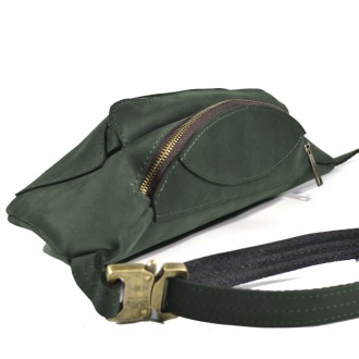 Сумка напоясная кожаная зеленая TARWA RE-3012-3md, сумка на пояс из натуральной . . фото 5