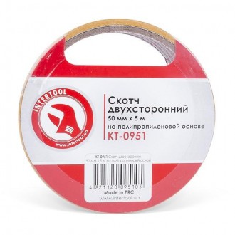 Скотч двосторонній на поліпропіленовій основі INTERTOOL KT-0951 призначений для . . фото 2