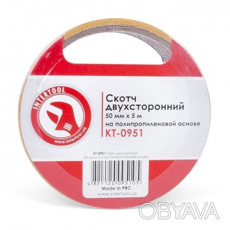 Скотч двосторонній на поліпропіленовій основі INTERTOOL KT-0951 призначений для . . фото 1