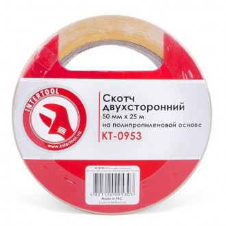 Скотч двосторонній на поліпропіленовій основі INTERTOOL KT-0953 призначений для . . фото 2