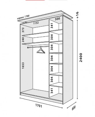 Шкаф-купе двухдверный «Loft» – это современная и практичная система хранения вещ. . фото 5