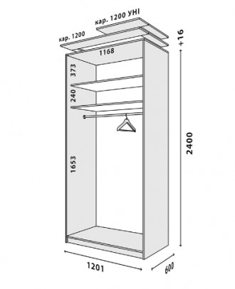 Шкаф-купе двухдверный «Loft» – это современная и практичная система хранения вещ. . фото 3