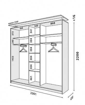 Шкаф-купе трехдверный «Loft» – это современная и практичная система хранения вещ. . фото 4