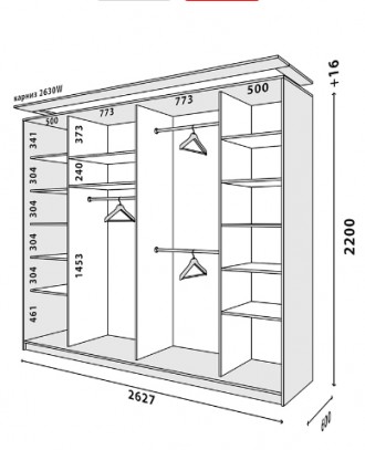 Шкаф-купе трехдверный «Loft» – это современная и практичная система хранения вещ. . фото 5