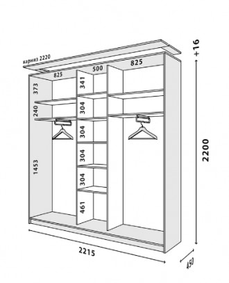 Шкаф-купе трехдверный «Loft» – это современная и практичная система хранения вещ. . фото 3