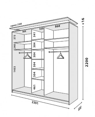 Шкаф-купе трехдверный «Loft» – это современная и практичная система хранения вещ. . фото 7