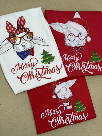 Новорічні футболки для всієї сімі з кроликом символом 2023 року 
 Можливе нанесе. . фото 3