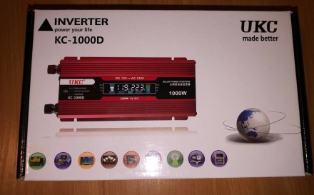 12V-220V 1000W Автомобільний інвертор Инвертор Преобразователь LCD постоянного т. . фото 9