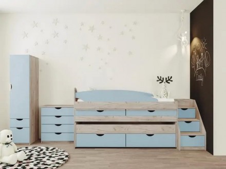 Детская комната Саванна кровать-горка в выбраном цвете два варианта на выбор Гол. . фото 9