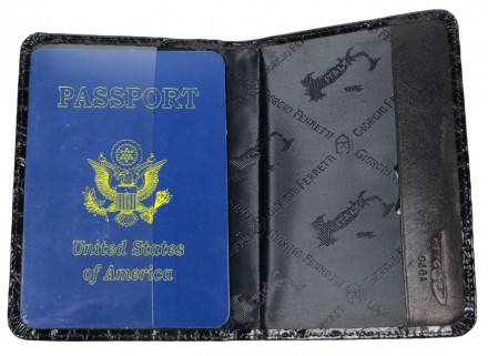 Обложка на паспорт, загранпаспорт из кожи под рептилию Giorgio Ferretti черная G. . фото 6