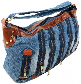 Женская джинсовая сумка Fashion jeans bag синяя Jeans9099 blue
Описание:
	Лицеву. . фото 4