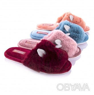 Тапочки женские меховые разноцветные.
Домашняя обувь в интернет-магазине Modnato. . фото 1
