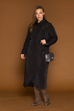 Женское зимнее пальто из плащевки удлиненное, на силиконе. Оригинальный актуальн. . фото 5