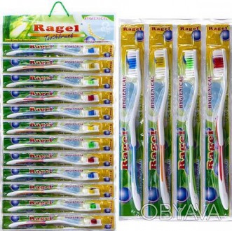 Пластикові гігієнічні зубні щітки "Ragel New" з синтетичною щетиною у вигляді хв. . фото 1
