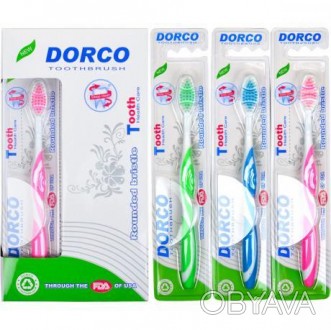 Пластикові гігієнічні зубні щітки " Dorco" з синтетичною щетиною і гнучкою голів. . фото 1