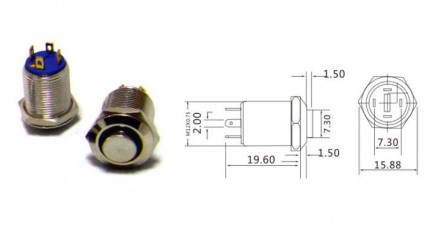 Кнопка антивандальная GQ12H-10EM BU, 12мм, 4 pin, Daier
Кнопка антивандальная Da. . фото 3