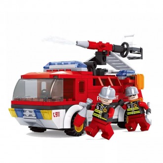 Конструктор AUSINI (KEYIXING) "Пожарная машина" с водяным насосом (192 детали) а. . фото 4