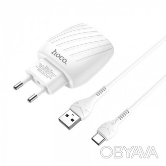Зарядное сетевое HOCO C78A Highway 2USB 2.4A Type C Белый
