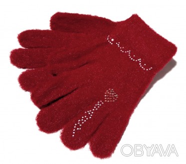 Детские теплые пушистые одинарные перчатки с начесом. Состав: 40% шерсть, 35% ба. . фото 1