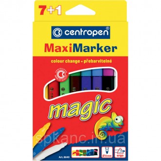 Набір фломастерів 8649 Magic Maxi, слід чорнила змінює колір при промальовуванні. . фото 2
