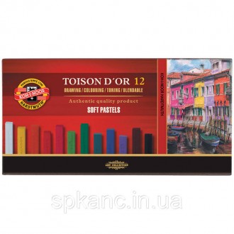 Суха м'яка крейда-пастель KOH-I-NOOR TOISON D'OR для художніх робіт, 12 кольорів. . фото 2