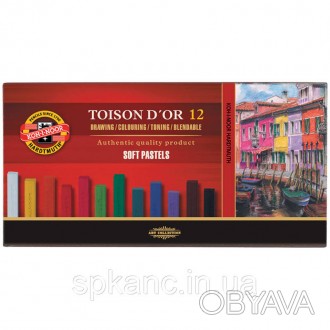 Суха м'яка крейда-пастель KOH-I-NOOR TOISON D'OR для художніх робіт, 12 кольорів. . фото 1