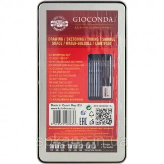 Набір художній Gioconda 8893 у подарунковому металевому пеналі. У наборі: 2 граф. . фото 3